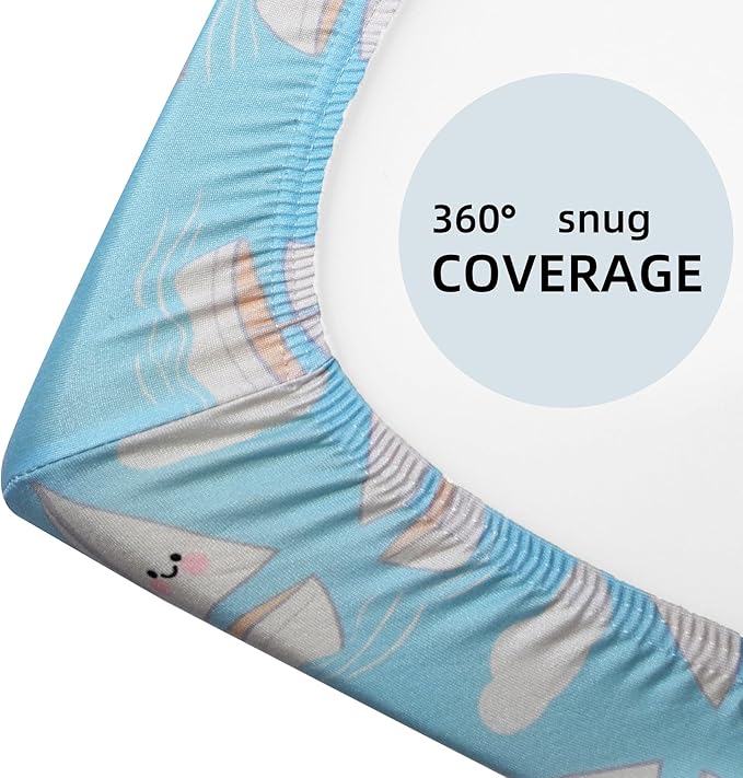 Pack and Play Sheets, 2 Pack Mini Crib Sheets for 38x26 Mattress, Stretchy Snug Fit Playard Fitted Sheet, Soft Breathable Cozy Material, Compatible with Graco Pack n Play for Baby and Toddler