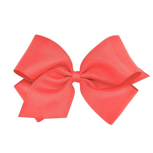 Wee Ones Girls' Classic Grosgrain Hair Bows with Plain Wrap Center, No-Slip Hair Clip, Handmade, Watermelon, King