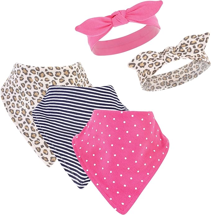 Hudson Baby Unisex Baby Cotton Bib and Headband Set
