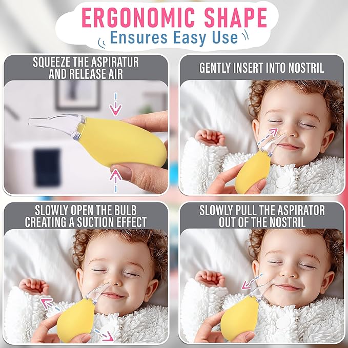 3 Pcs Nose Bulb Syringe for Baby - 3.35" Mucus Suction for Babies, Baby Bulb Syringe for Infant, Odor-Free PVC and Silicone Nasal Suction for Babies - Easy to Use Infant Nose Sucker for Toddler