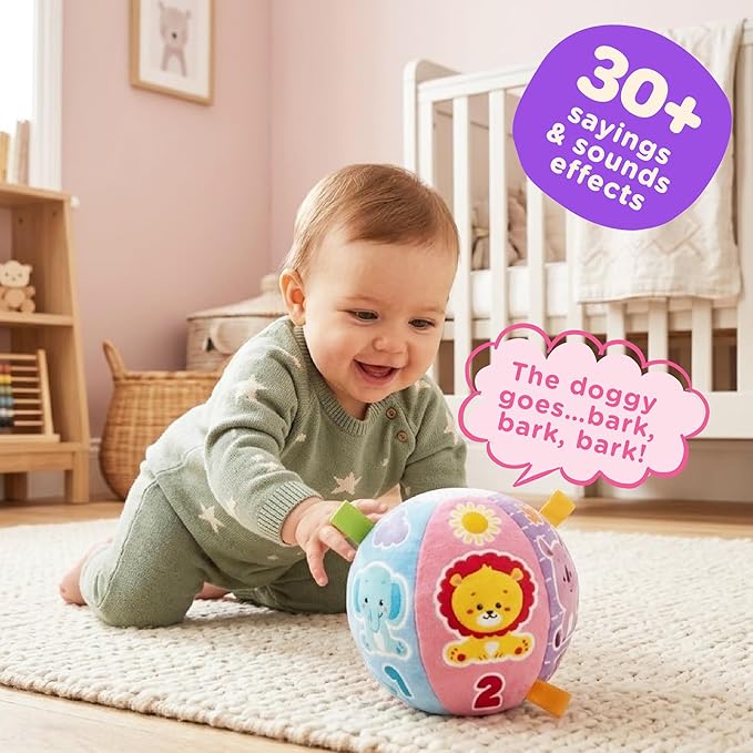 Move2Play, Hilariously Interactive Baby Ball with Music & Sound Effects | First Birthday Gift | Toddler Toy for Boys & Girls | Age 6, 9, 12, 18+ Month | 1, 2+ Year's Old (Baby Ball Pastel)