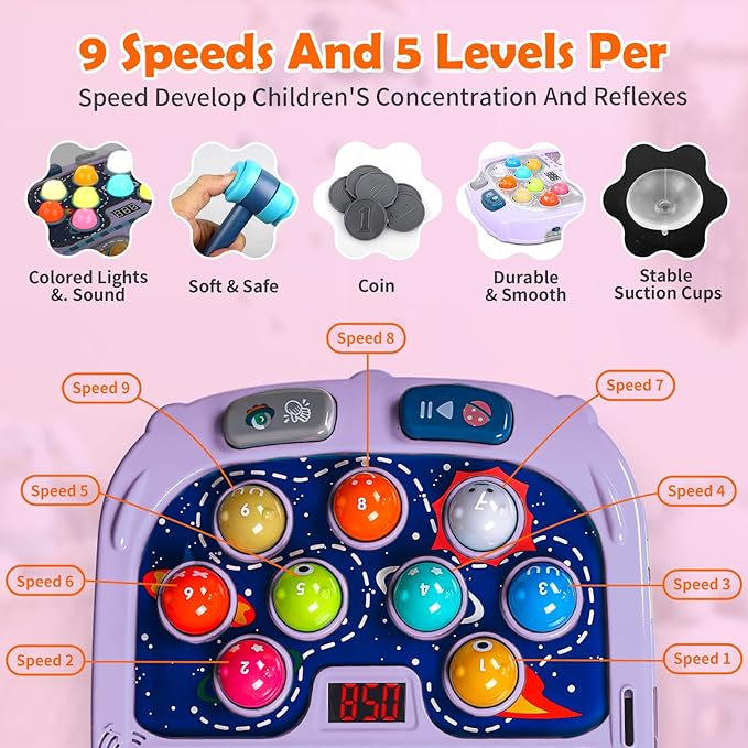 WAYKEE Whack a Game Mole, Toys for 3 4 5 6+ Year Old Girls Boys, Whack a Game for Kids, Gifts for 3-12 Year Old Girls Boys, Interactive Educational Toys with Double Hammers Sound and Light