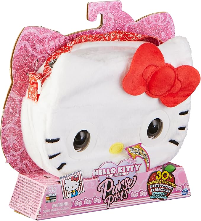 Purse Pets Hello Kitty - Interactive Shoulder Bag with 30+ Sounds, Reactions, Blinks and Music, Children's Bag and Toys in One, from 5 Years