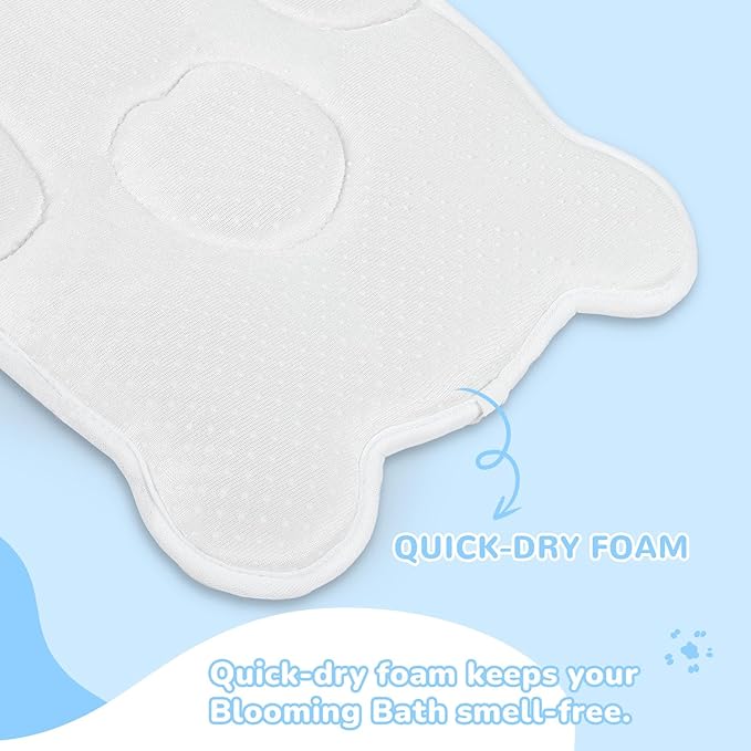Original Bear Baby Bath Pad - Machine Washable Bear Seat Cushion for Infants 0-6 Months+, Anti-Slip Tub & Sink Pad, BPA-Free Blue Bath Essential