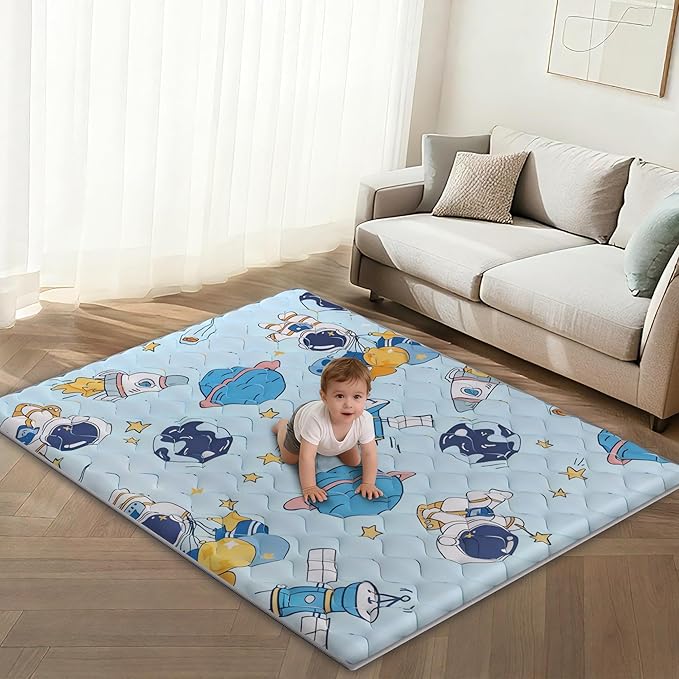 Baby Play Mat 79’’ x 71’’ Soft Baby Floor Mat Thicker Foam Play Mat for Babies，Toddlers, Foldable Baby Playpen Mat Crawling Mat，Space Design