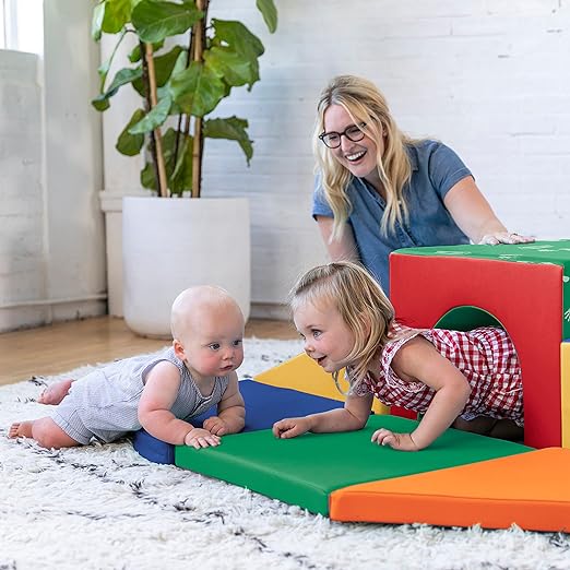 ECR4Kids SoftZone Lincoln Tunnel Climber, Toddler Playset, Assorted, 9-Piece