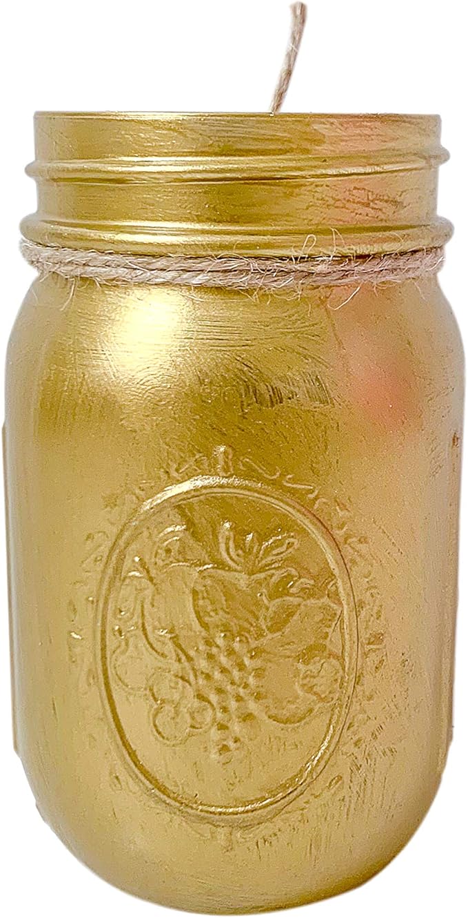 VivasFlowerShop Painted Mason Jar Centerpieces for Tables, Pint Mason Jars for Centerpieces, Small Mason Jar Pen Holder, Mason Jar Decor, Pint Size, Mason Jars for Table Centerpieces (Gold)