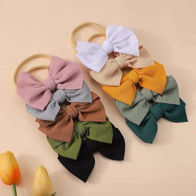 yoyokid Hairband, 20 PCS Baby Girls Nylon Headbands Super Soft Baby Hair bands with Bows Elastic Hair Accessories for Newborn Infant Toddler