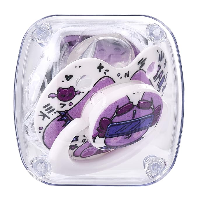 Cute Adult Size Pacifier: Large Shield Paci for Anxiety with Bats Clip - Bad Rock Bunny Big Binky for Autism with Case - Rabbit Soft Silicone Nipple for Sleep