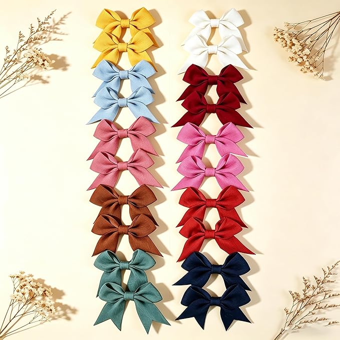 20PCS Fabric Bow Hair Clips, Swallowtail Shape, Multicolor Butterfly Bow Barrettes for Girls, Daily Spring Autumn Hair Accessories Alligator Clip for Little Girls Toddler Kids Teens