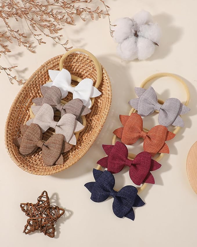 jollybows 3.35" 20pcs Baby Girls Bows Headbands Elastic Nylon Hairband Ribbon Bow Hair Accessories for Kids Toddlers Infants Newborn