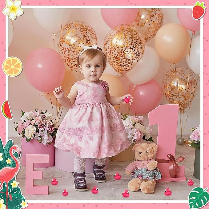 100 Pcs Mini Flamingo Rubber Duck Bulk Cute Pink Flamingos Bath Toys Floating Squeaky Toy Rubber Duckies for Baby Shower Cake Decoration Classroom Prizes Holiday (1.4 Inch)