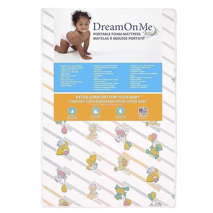 Dream On Me 3’’ Ultra-Lite Playmat/Reinforced Waterproof Cover/Proudly Made in The USA/Greenguard Gold Environment Safe Playmat