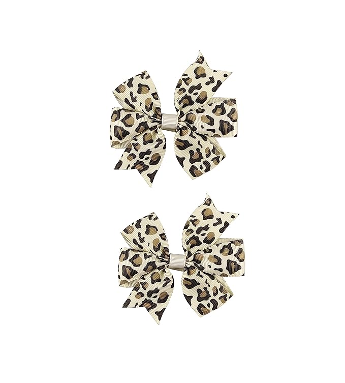 Baby Girls Leopard Bow hairpin girls bow Hair Accessories for women.(FJ65-Leopard A)