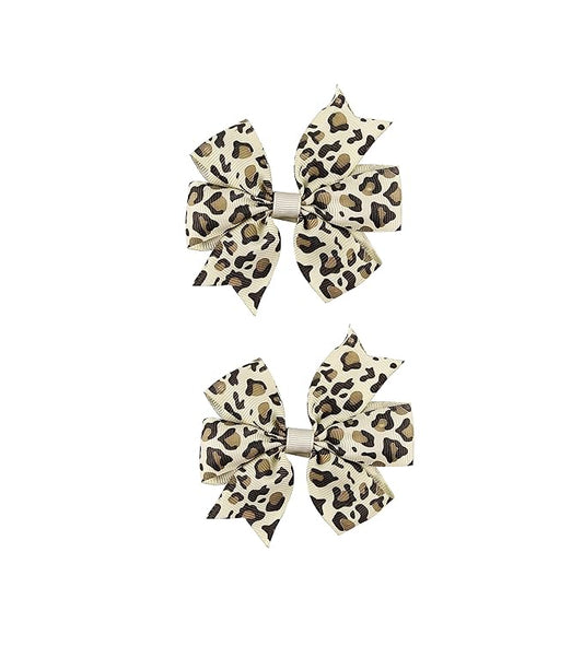 Baby Girls Leopard Bow hairpin girls bow Hair Accessories for women.(FJ65-Leopard A)