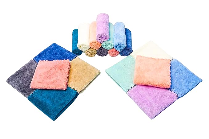 Kyapoo 20 Pack Baby Washcloths Microfiber Coral Fleece Extra Absorbent and Soft for Newborns, Infants and Toddlers
