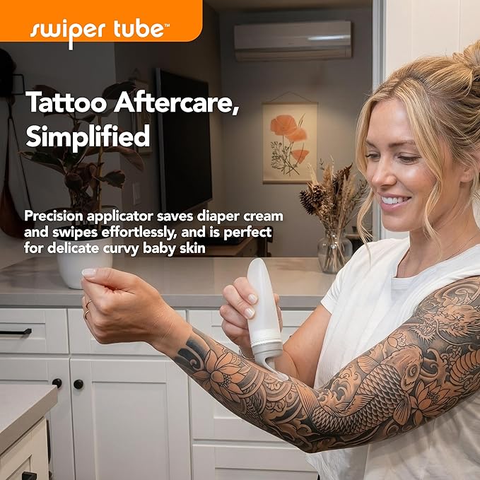 Eli & Ali Swiper Tube - No-Touch Cream Applicator with Refillable Silicone Cream Dispenser for Sunscreen, Diaper Rash, Tattoo Aftercare, Nipple, Progesterone & More - TSA Friendly - Orange, 1 Pack