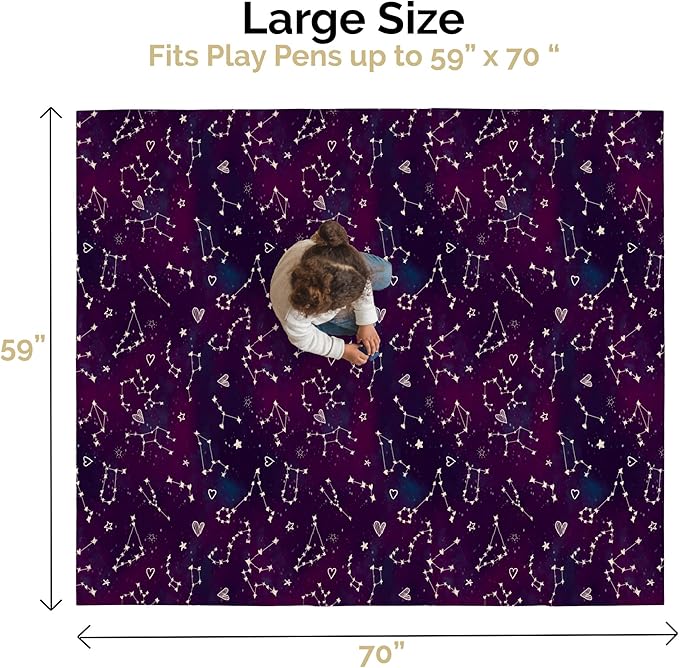 JumpOff Jo Foldable Foam Play Mat – Large Waterproof Baby & Toddler Activity Floor Mat, Double-Sided 70 x 59 Inch Play Surface
