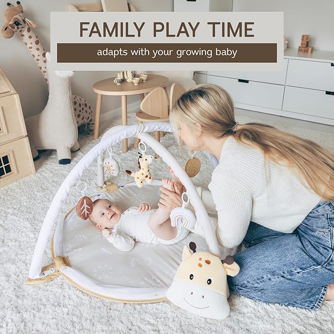 Aila+Aiden 6-in-1 XL Play Mat & Play Gym, Baby Gym, Baby Activity Gym, Sensory Exploration and Motor Skill Development Toys (Sand)