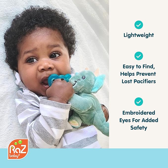 RaZbaby Sloth Pacifier Holder & JollyPop Pacifier Bundle – Orthodontic, BPA-Free, Hospital-Trusted, USA Made, Includes Plush Holder + 4 Pacifiers for Newborns & Babies 0-3M