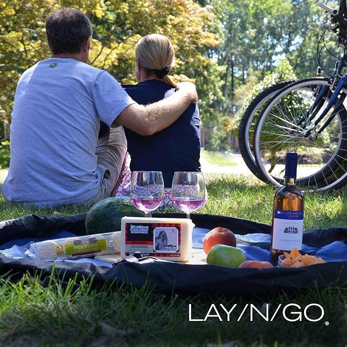 Lay-n-Go Layflat Portable Drawstring Cinch Storage Toy & Mini Figures Organizer & Play Mat, Mesh Pockets, Home & Travel, Kids & Toddlers Playdates, 2 Straps for Backpack, Durable, Machine Washable
