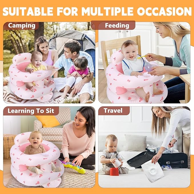 Inflatable Baby Seat for Babies 3 Months & Up, Inflatable Baby Support Seat for Sitting Up, Toddler Baby Floor Chair with Built in Air Pump, Upgrade Water Injection Function, More Stable (Color#03)