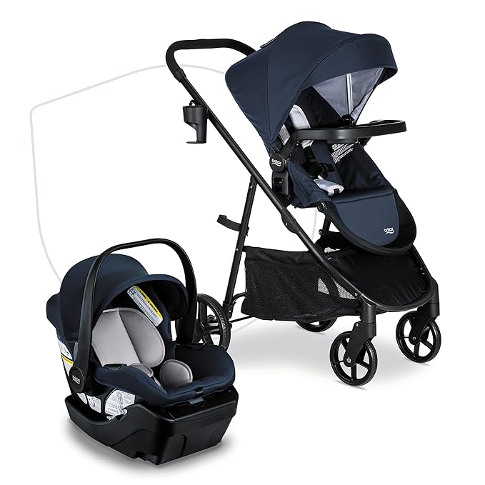 Britax Willow Brook Baby Travel System, Infant Car Seat and Stroller Combo & Alpine™ Infant Car Seat Base with ClickTight®