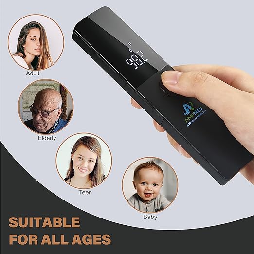 Amplimn Non-Contact Touchless Infrared Digital Forehead Thermometer Bundle for Adults and Babies
