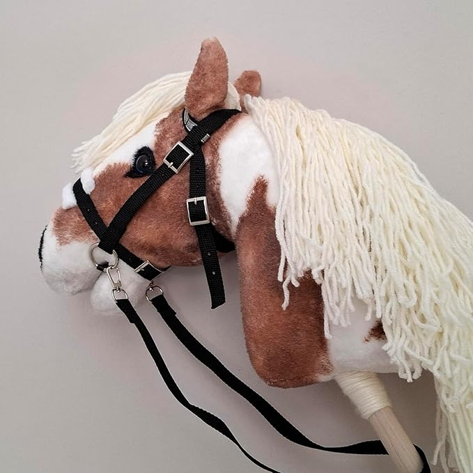 Hobby Horse Pinto Paint A3 Realistic Horse on a Stick with Open Mouth for Children 4 Years
