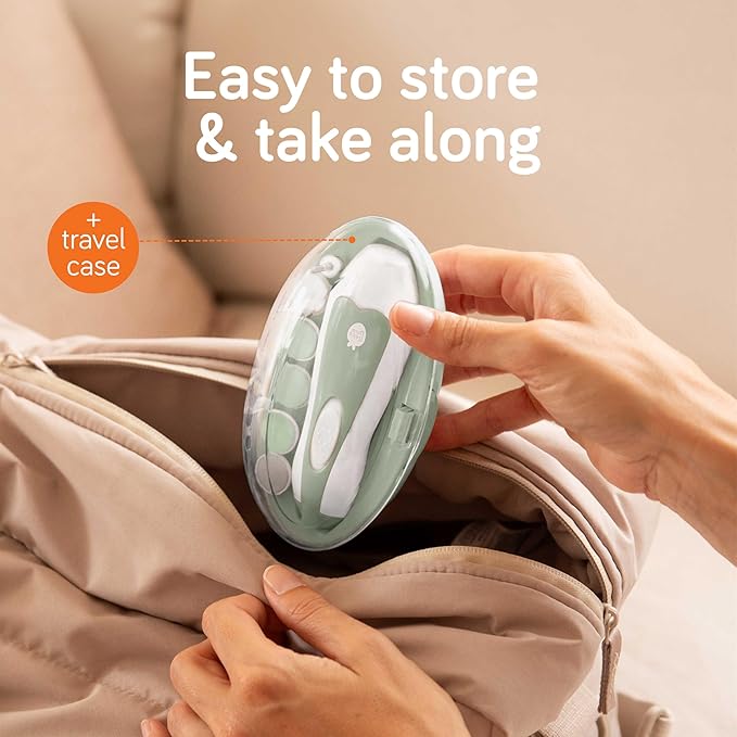 Cherish Baby Care LED Baby Nail Trimmer Electric - Auto-Safety Stop Baby Nail Clippers, Bi-Directional Electric Baby Nail File with 2 Speeds & 6 Filing Discs, Newborn Essentials (+ Travel Case)