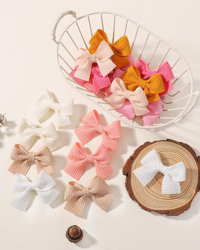 Jollybows 20pcs Baby Hair Clips Girls Bows 2" Mini Alligator Clip Toddler Pigtail Bow for Fine Hair-Pink White Yellow Gray Pulple