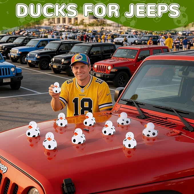 SCIONE 28 Pcs Football Rubber Ducks Bulk - 2 Inch Sports Theme Duckie Toys - Small Rubber Duck Figurines for Kids Birthday Party Favors, School Classroom Rewards and Carnival Prizes