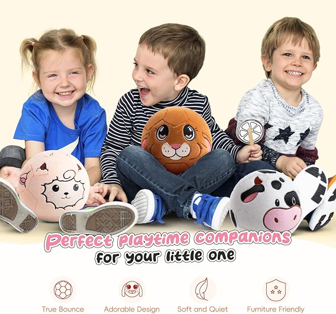 VangeBow Silent Indoor Soccer Balls for Toddlers 1-3, Inflatable Soft Plush Baby Toddler Soccer Ball Toys Gifts for Kid 3-5 Year Old Boy Girl First Birthday Gift (Easter Bunny, Pump Include)