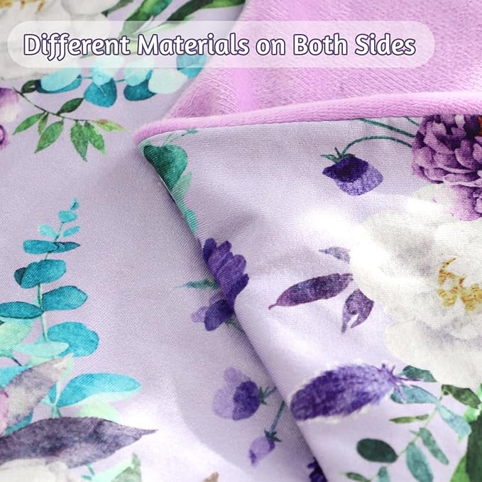 Newborn Lounger Cover for Girls Boys, Removable Soft Baby Lounger Cover 1 Pack, Reversible Infant Lounger Cover Fleece, Purple Floral (Only Cover)