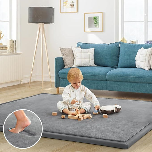 Baby Play Mat for Floor Nursery Rug Muscle Mat Area Rug Playroom Rug 59"x71" Playpen Mat Memory Foam 1.3" Thick Crawling Mat for Babies,Toddlers, Infants, Kids,Grey