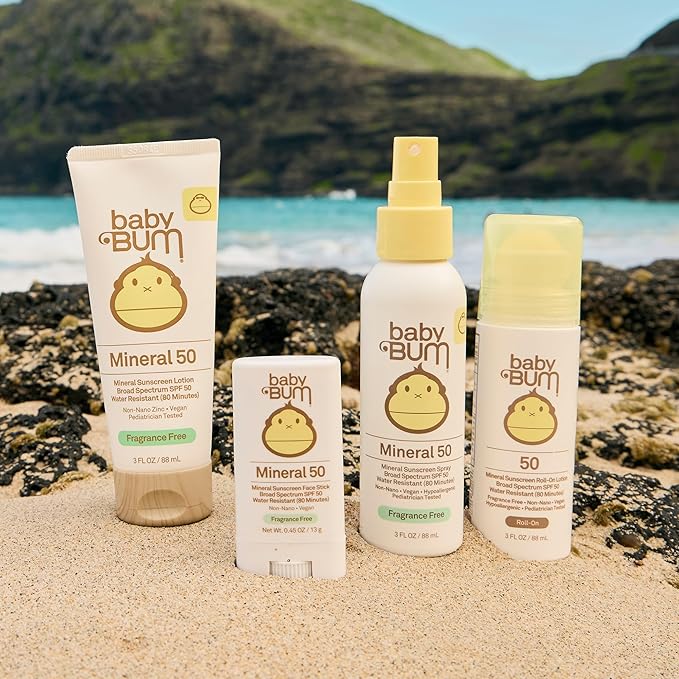 Sun Bum Baby Bum SPF 50 Sunscreen Spray | Mineral Uva/Uvb Face & Body Protection for Sensitive Skin | Fragrance Free | Travel Size | 3 fl oz | 2 Pack