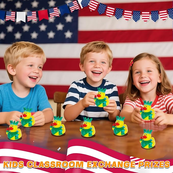 12 Pcs Patriotic Rubber Ducks,Statue of Liberty Ducks,4th of July Ducks for Party Favors Baby Bath Toys Kids Classroom Exchange Prizes Jeep Ducking for Independence Day