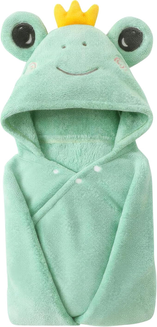 Toddler Hooded Bath Towel 27.5" X 55" Baby Towels with Hood Frog Soft Absorbent Toddler Towel Poncho Baby Hooded Blanket for Boys Girls