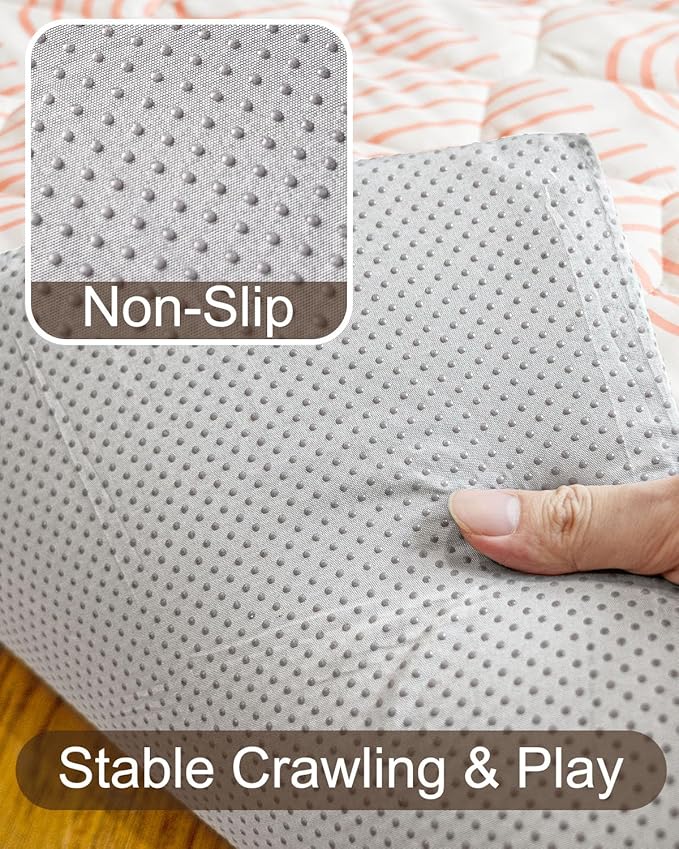 Foam Baby Play Mat 50x50, Removable and Machine Washable Cover, Thicken Cushioning Playmat and Perfect for Playpen, Non-Slip Bottom, Easy to Clean for Infants, Toddlers & Babies(Rainbow)