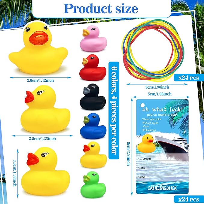 72 PCS Duck Cruise Kits Duck Tags Bands for Hiding Carnival