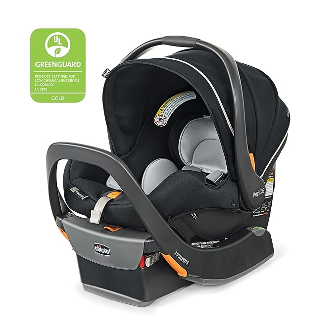Chicco KeyFit 35 Zip ClearTex Infant Car Seat and Base, Rear-Facing Seat for Infants 4-35 lbs., Zip-Open Privacy Shield, Compatible with Chicco Strollers | Obsidian/Black