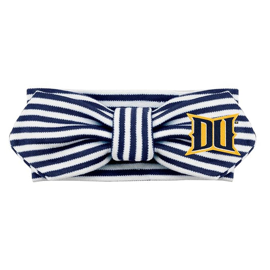 Creative Knitwear Drexel Dragons Infant Girls Navy/White Striped Hair Knot Headband Embroidered Logo - Size Newborn - 4T