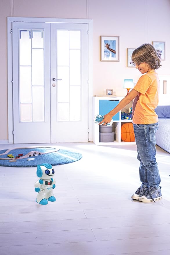 LEXiBOOK, Powerman Shoot - My First Throwing-disc Robot, Programmable Remote Control Robot, Plays Music and Dances, Sound and Light Effects, 12 Foam Discs, ROB17