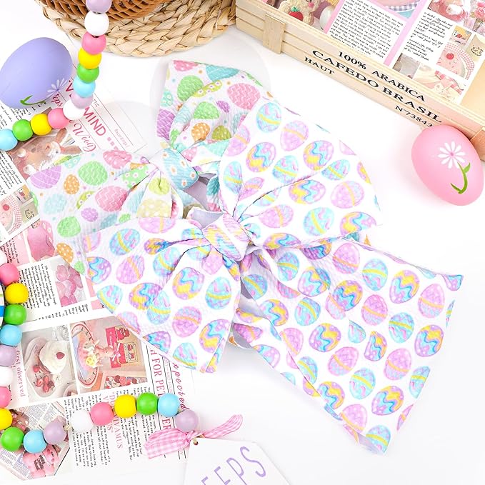 Easter Bows for Girls Hair Bows Bunny Headband 6-12 Months Easter Eggs Headbands for Girls Toddler Hair Accessories Infant Big Bows Elastics Hairbands