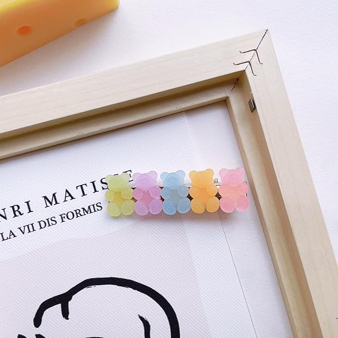 2Pcs Colorful Hair Clips Barrettes Gummy Bear Shaped Mixed Colored Cute Hair Pins Hair Accessories Sugar，Clips and Barrettes