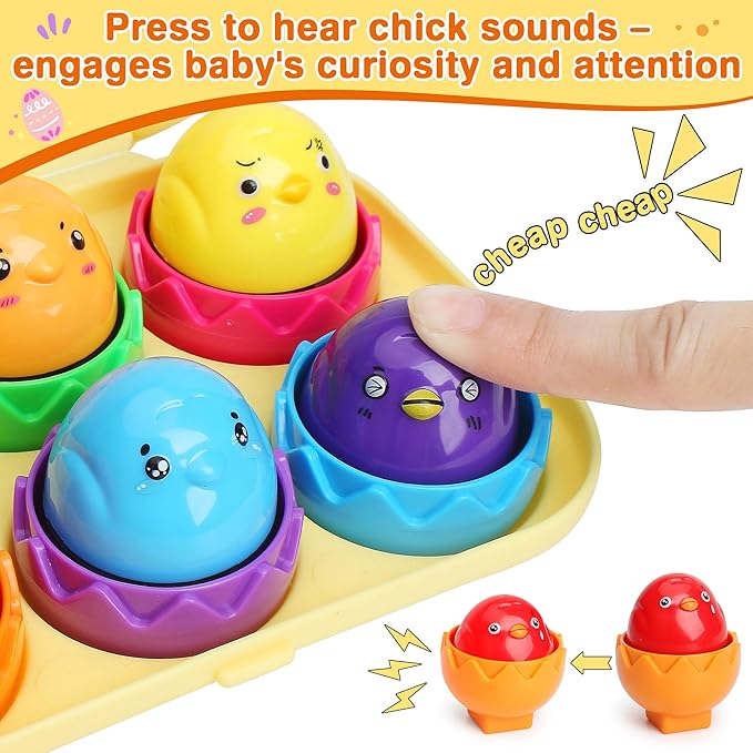 MOONTOY Toddler Toys Matching Egg Set for Toddlers 1-3 Years Learning Montessori Educational Color, Shapes, Sorting Recognition Skills Puzzle Matching Games Easter Basket Stuffers for Baby Boy Girl