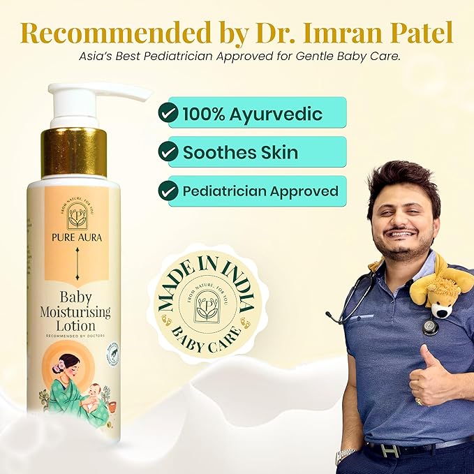 Rich Baby Moisturizing Lotion 100ml for Newborns & Kids Gentle Daily Use Cream for Soft Sensitive Skin Ayurvedic Chemical Free Hydrating Baby Lotion Made in India