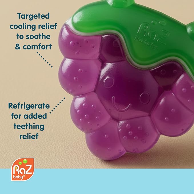 RaZbaby Fruit Koolers 3-Pack Koolers Water-Filled Teethers – Fun Fruit-Inspired Cooling Relief for 3M+ | Safe, BPA-Free Teether that Soothes Tender Gums