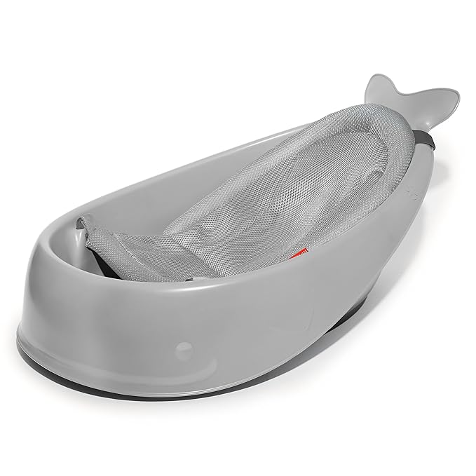 Skip Hop Baby Bath Tub, 3-Stage Smart Sling Tub, Moby, Grey (Pack of 2)