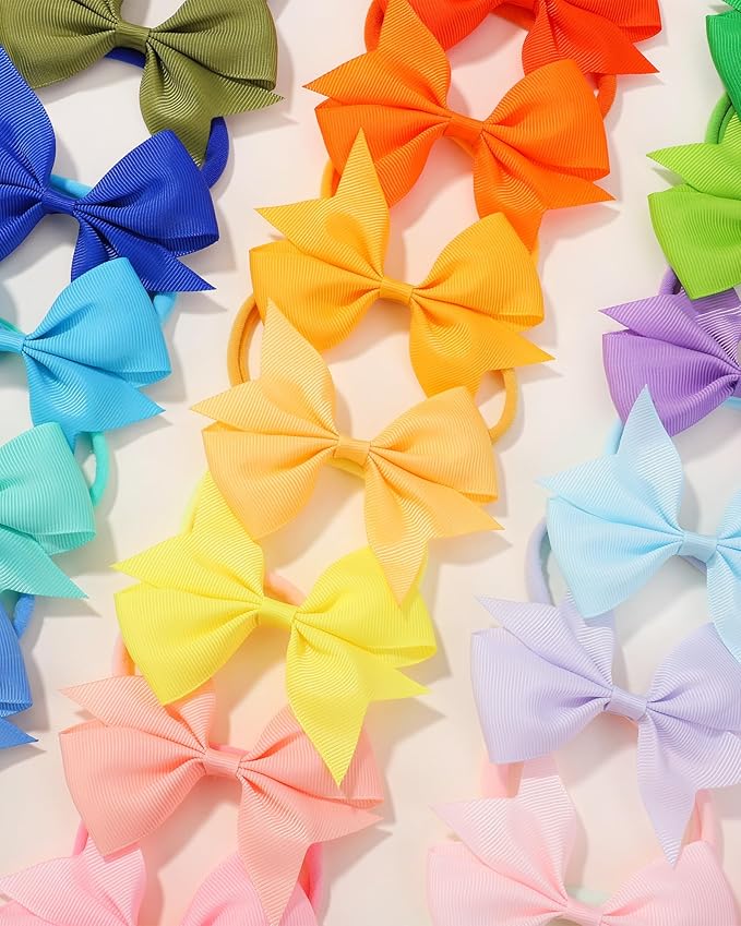 jollybows 40pcs Baby Girls Grosgrain Ribbon Hair Bows Headbands 4" Hair Band Hair Accessories for Infants Newborn Toddler